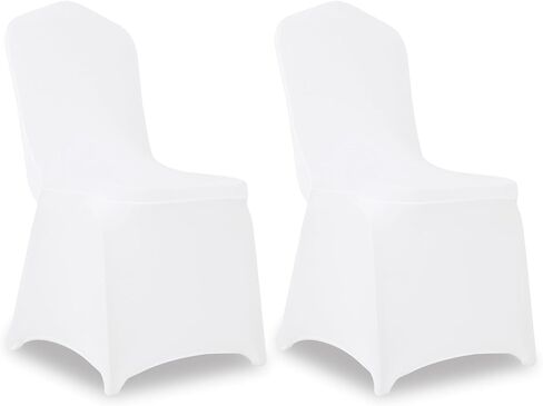 2 Pack White Stretch Polyester Spandex Chair Covers Universal Washable Removable Chair Slipcovers Protector for Wedding Banquet Events Party Dining Decoration in Saudi Arabia