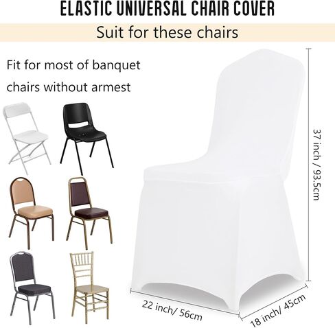 2 Pack White Stretch Polyester Spandex Chair Covers Universal Washable Removable Chair Slipcovers Protector for Wedding Banquet Events Party Dining Decoration in Saudi Arabia