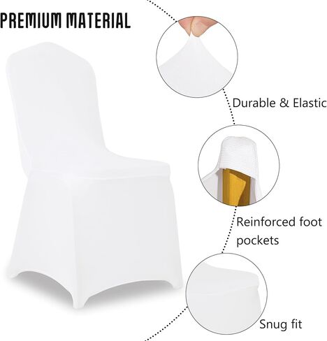 2 Pack White Stretch Polyester Spandex Chair Covers Universal Washable Removable Chair Slipcovers Protector for Wedding Banquet Events Party Dining Decoration in Saudi Arabia