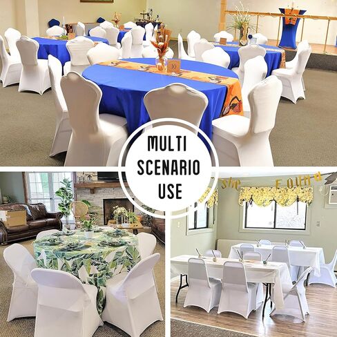 2 Pack White Stretch Polyester Spandex Chair Covers Universal Washable Removable Chair Slipcovers Protector for Wedding Banquet Events Party Dining Decoration in Saudi Arabia