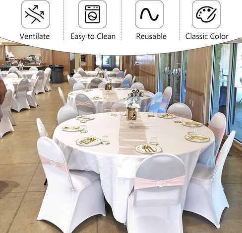 2 Pack White Stretch Polyester Spandex Chair Covers Universal Washable Removable Chair Slipcovers Protector for Wedding Banquet Events Party Dining Decoration in Saudi Arabia