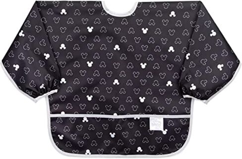 Bumkins Sleeved Bib for Girl or Boy, Baby and Toddler for 6-24 Mos, Essential Must Have for Eating, Feeding, Baby Led Weaning Supplies, Long Sleeve Mess Saving Food Catcher, Soft Fabric, Sand Check in Kuwait