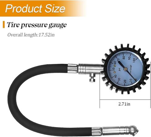 HZEL Car Tire Pressure Gauge (0-100 PSI), Vehicle Air Pressure Gauge Accurate with Large Dial, Automotive Exterior Tyre Stress Gauging Accessories, Universal for Motorcycle Sedan Truck (Silver) in Saudi Arabia