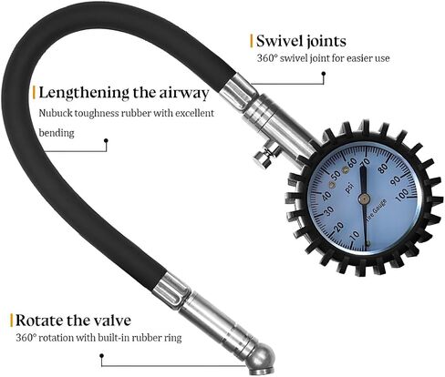 HZEL Car Tire Pressure Gauge (0-100 PSI), Vehicle Air Pressure Gauge Accurate with Large Dial, Automotive Exterior Tyre Stress Gauging Accessories, Universal for Motorcycle Sedan Truck (Silver) in Saudi Arabia