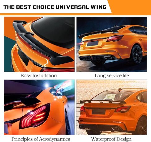 54 بوصة عالمي خلفي الجذع المفسد برو طراز الجذع Trunk Wing Car Spoiler مع لاصق ، نظرة ألياف الكربون in Kuwait