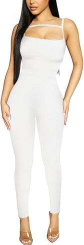 Women Spaghetti Strap Bodycon Tank One Piece Jumpsuits Rompers Playsuit in Saudi Arabia