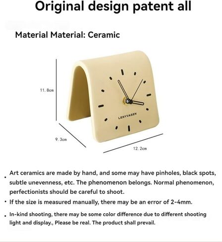 Creative Ceramic Tabletop Clock Simple Desk Alarm for Home Decor Living Room Bedside Silent Quartz (Creamy Beige) in Saudi Arabia