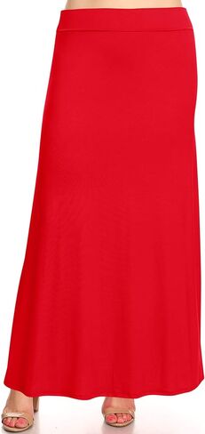 FashionStream Women's Plus Size Foldable Waist Solid Long Maxi Skirt in Saudi Arabia