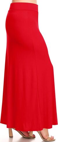 FashionStream Women's Plus Size Foldable Waist Solid Long Maxi Skirt in Saudi Arabia