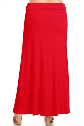 FashionStream Women's Plus Size Foldable Waist Solid Long Maxi Skirt in Saudi Arabia