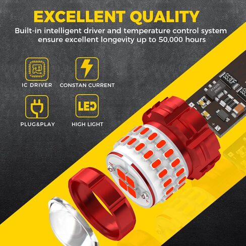 BMT xms 3157 LED Strobe Brake Lights Bulbs - 300% Brighter 3156 3047 3057 3457 4157 4057 Red Flashing Stop Tail Lights, 2Pcs in Saudi Arabia