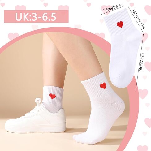 Jspupifip Women's Cute Crew Crew Socks ، 5/6 Pairs Fun Heart Calf Calf Sock ، Cotton Athletic Running Socks 5.5-8.5 in Kuwait