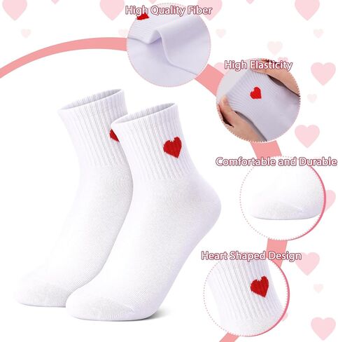 Jspupifip Women's Cute Crew Crew Socks ، 5/6 Pairs Fun Heart Calf Calf Sock ، Cotton Athletic Running Socks 5.5-8.5 in Kuwait