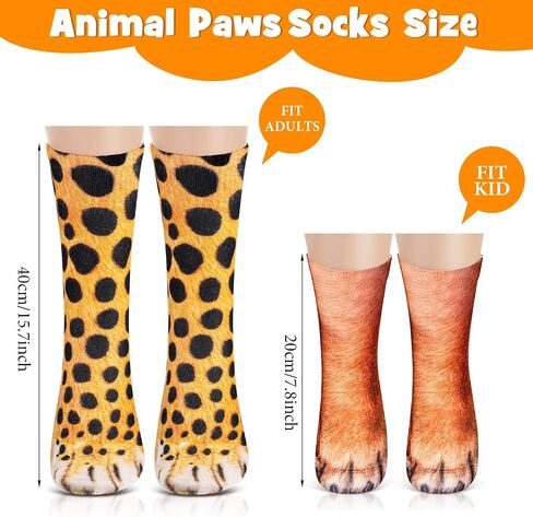 SYHOITE 6 PAIRTHS 3D Animal Paws Socks Novelty 3D Printed Animal Paw Crew Socks (كبير ، Cat ، Dog ، Horse ، Tabby Cat ، Cheetah ، Tiger) in Saudi Arabia