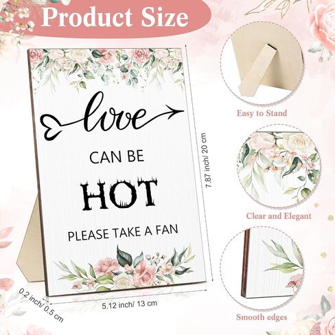 51 Pcs Wedding Fans for Guests Greenery Wedding Favors 50 Greenery Heart Wedding Paper Fans with Wood Handle, 1 Pcs Love Can Be Hot Wooden Wedding Table Sign Bridal Shower Favor in Saudi Arabia