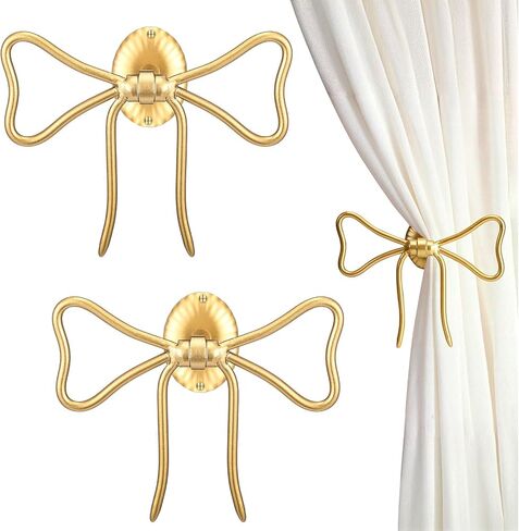 Kathfly 2 pcs الستار القوس Holdbacks الذهب المعدني الستار tiebacks جدار الجدار القوس الجدار السنانير سحب السنانير زخرفة لغرفة نوم غرفة المعيشة المنزل ديكور in Saudi Arabia
