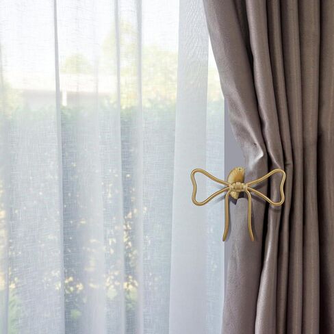 Kathfly 2 pcs الستار القوس Holdbacks الذهب المعدني الستار tiebacks جدار الجدار القوس الجدار السنانير سحب السنانير زخرفة لغرفة نوم غرفة المعيشة المنزل ديكور in Saudi Arabia
