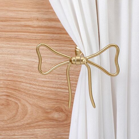 Kathfly 2 pcs الستار القوس Holdbacks الذهب المعدني الستار tiebacks جدار الجدار القوس الجدار السنانير سحب السنانير زخرفة لغرفة نوم غرفة المعيشة المنزل ديكور in Saudi Arabia