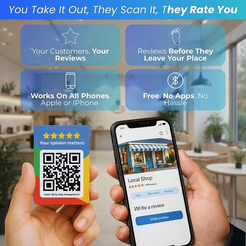 بطاقة Tap قابلة لإعادة الاستخدام لمراجعات Google - حزمة مكونة من 4 بطاقات - بطاقة مراجعة QR & Tap NFC - راجعنا على بطاقة Google Tap - iPhone وAndroid - عزز بطاقة مراجعاتي - إعداد في المنزل | بواسطة الرسائل in Kuwait