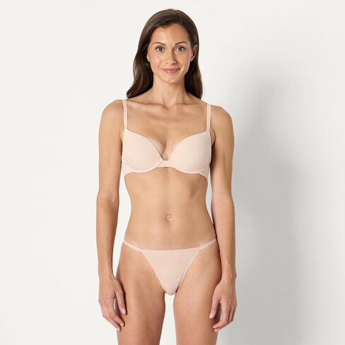 Amazon Essentials Women's Microfiber Lined Push Up Plunge Bra, Pack of 2 in Saudi Arabia