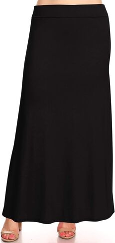 FashionStream Women's Plus Size Foldable Waist Solid Long Maxi Skirt in Saudi Arabia