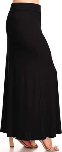 FashionStream Women's Plus Size Foldable Waist Solid Long Maxi Skirt in Saudi Arabia