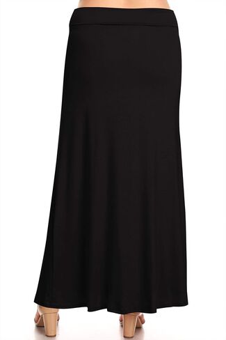 FashionStream Women's Plus Size Foldable Waist Solid Long Maxi Skirt in Saudi Arabia