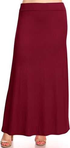 FashionStream Women's Plus Size Foldable Waist Solid Long Maxi Skirt in Saudi Arabia