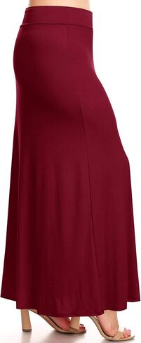 FashionStream Women's Plus Size Foldable Waist Solid Long Maxi Skirt in Saudi Arabia