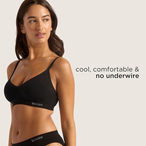 Boody Women’s Wireless T‑Shirt Bra | Bamboo Viscose, Seamfree Comfort, Invisible Fit, 2‑in‑1 Adjustable Straps in Kuwait