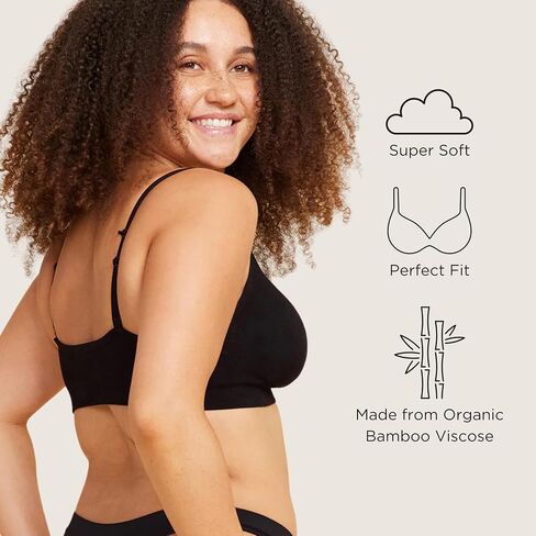 Boody Women’s Wireless T‑Shirt Bra | Bamboo Viscose, Seamfree Comfort, Invisible Fit, 2‑in‑1 Adjustable Straps in Kuwait