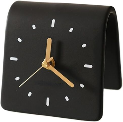Creative Ceramic Tabletop Clock Simple Desk Alarm for Home Decor Living Room Bedside Silent Quartz (Creamy Beige) in Saudi Arabia