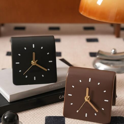 Creative Ceramic Tabletop Clock Simple Desk Alarm for Home Decor Living Room Bedside Silent Quartz (Creamy Beige) in Saudi Arabia