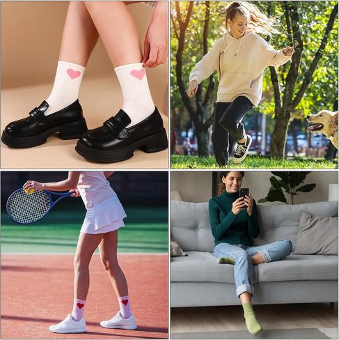 Jspupifip Women's Cute Crew Crew Socks ، 5/6 Pairs Fun Heart Calf Calf Sock ، Cotton Athletic Running Socks 5.5-8.5 in Kuwait