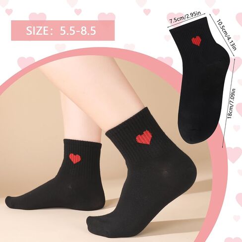 Jspupifip Women's Cute Ankle Crew Socks, 5/6 Pairs Novelty Fun Heart Casual Calf Sock, Cotton Athletic Running Socks 5.5-8.5 in Saudi Arabia