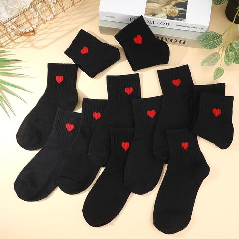 Jspupifip Women's Cute Ankle Crew Socks, 5/6 Pairs Novelty Fun Heart Casual Calf Sock, Cotton Athletic Running Socks 5.5-8.5 in Saudi Arabia