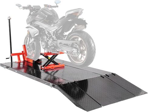 VEVOR Motorcycle Lift Table, 1500lbs Weight Capacity, Pneumatic Motorcycle Jack, 8.6-31 in Height Range, Heavy Duty Bike Repair Stand with Removable Workbench, Repair Platform for ATVs, Dirt Bike in Saudi Arabia