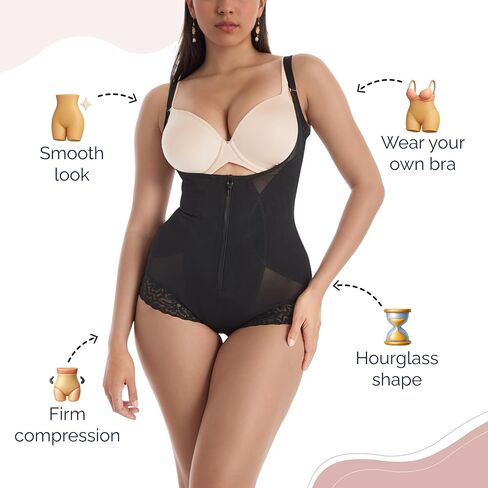 Voluptuosa Womens Bodysuit Shapewear, Open-bust Bodysuit With Tummy Control, Wear-your-own-bra Shaper, Hourglass Figure in Saudi Arabia