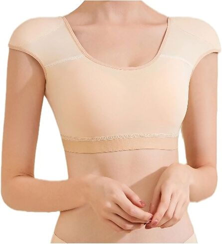 Womens Shaper False Shoulder Pad Vest 2 in 1 Built-in Shoulder Pad Top Shirt Undershirt(M,Beige) in Saudi Arabia