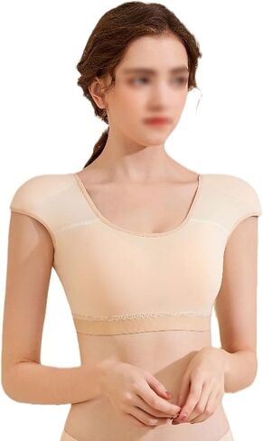 Womens Shaper False Shoulder Pad Vest 2 in 1 Built-in Shoulder Pad Top Shirt Undershirt(M,Beige) in Saudi Arabia