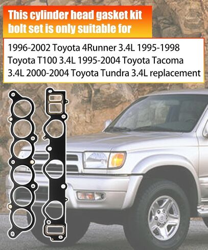 Intake Manifold Gasket Set Fits for 1996-2002 Toyota 4Runner 3.4L, 1995-1998 T100 3.4L,1995-2004 Tacoma 3.4L Replace MS95898 in Saudi Arabia