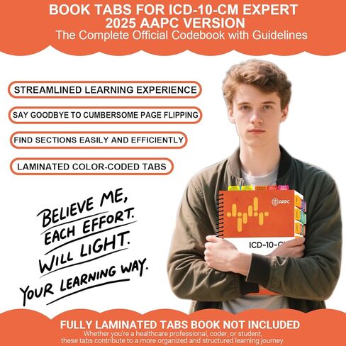 علامات تبويب الفهرس لإصدار AAPC ICD-10-CM Expert 2023/2024 كتاب الرموز الرسمي الكامل، 72 علامة تبويب مغلفة مرمزة بالألوان مع إرشادات، 50 إرشادات ترميز ICD-10، علامات تبويب 22 علامة تبويب فارغة، الكتاب غير متضمن in Kuwait