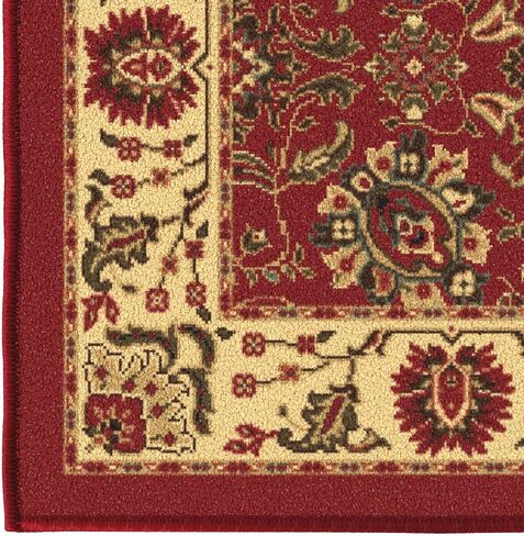 سجاد Ottomanson 3'3 "× 5 بوصات لغرفة المعيشة سجادة المنطقة الشرقية لغرفة النوم - سجادة أرضية كبيرة غير متينة للمناطق المرتفعة - السجادة الداخلية لغرفة الطعام غرفة الأطفال ، الأحمر ، الأحمر in Saudi Arabia