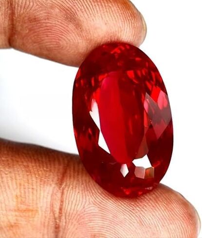 50 to 52 Ct Natural Flawless Burmese Pigeon Blood Red Ruby Faceted Oval Cut Loose Gemstone for Jewellery Making in Saudi Arabia