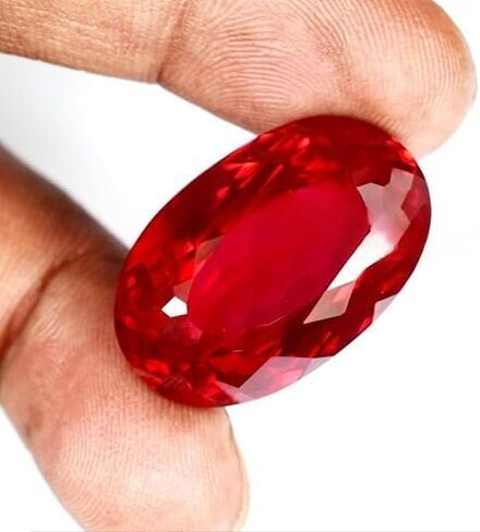 50 to 52 Ct Natural Flawless Burmese Pigeon Blood Red Ruby Faceted Oval Cut Loose Gemstone for Jewellery Making in Saudi Arabia