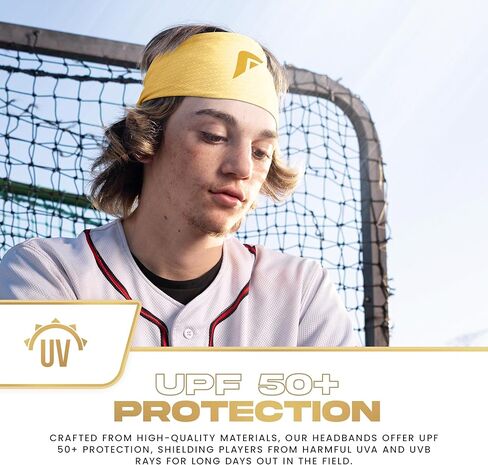 Franklin Sports Baseball + عصابة رأس الكرة اللينة - تمرين + عصابات رأس رياضية للرجال + نساء - عرق الفتل للتشغيل + التمرين - حجم واحد يناسب أكثر - الفانيليا/الذهب in Kuwait