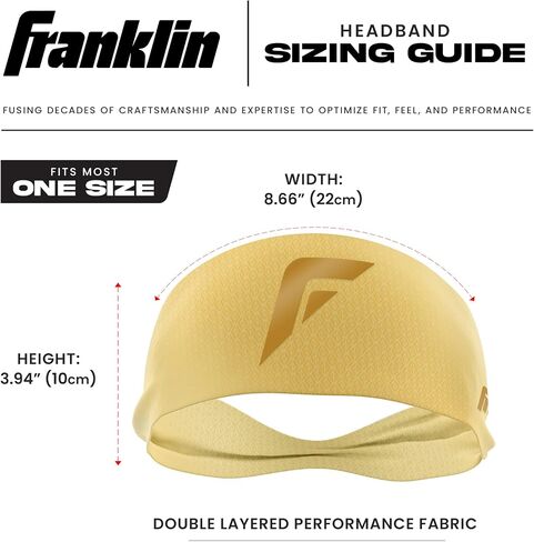 Franklin Sports Baseball + عصابة رأس الكرة اللينة - تمرين + عصابات رأس رياضية للرجال + نساء - عرق الفتل للتشغيل + التمرين - حجم واحد يناسب أكثر - الفانيليا/الذهب in Kuwait