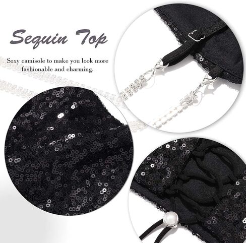 JEWEKY Sequin Sparkly Bra Top Black Backless Spaghetti Strap Clubwear Chest Top for Women in Saudi Arabia