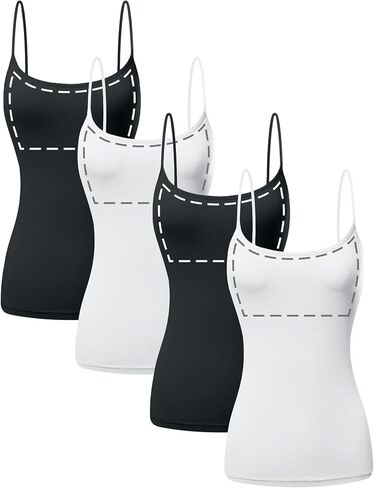 قمم كاميسول من القطن للنساء المبني في حزام سباغيتي برا مع رف رف برا كامي كامي حزمة 1-4 in Kuwait