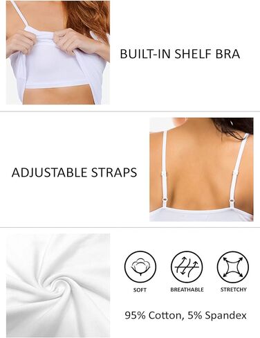 قمم كاميسول من القطن للنساء المبني في حزام سباغيتي برا مع رف رف برا كامي كامي حزمة 1-4 in Kuwait